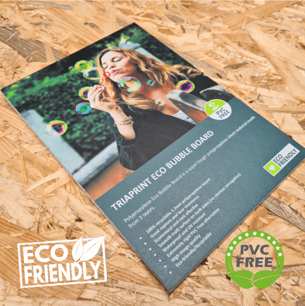 bubble board printed with eco hp inks on triaprint