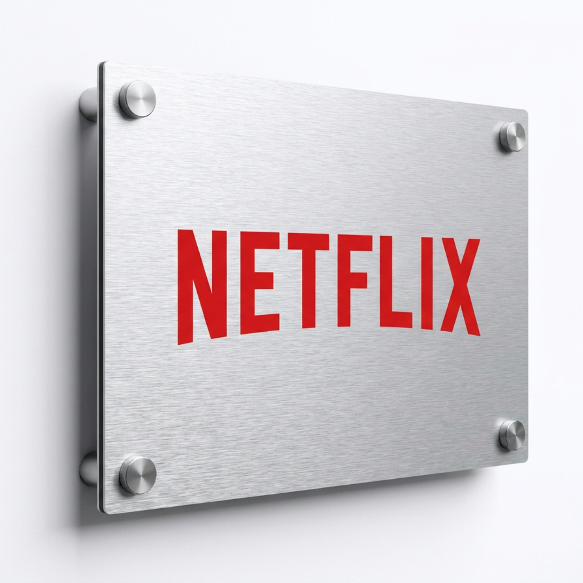 brushed dibond panel with wall standoffs in silver