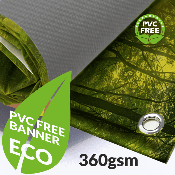 trade pvc free banner with grey back kavalan material