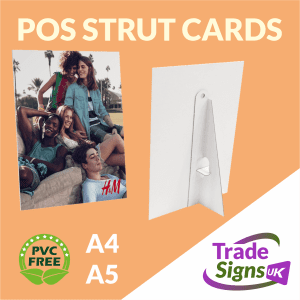 strut cards for POS displays and counter tops
